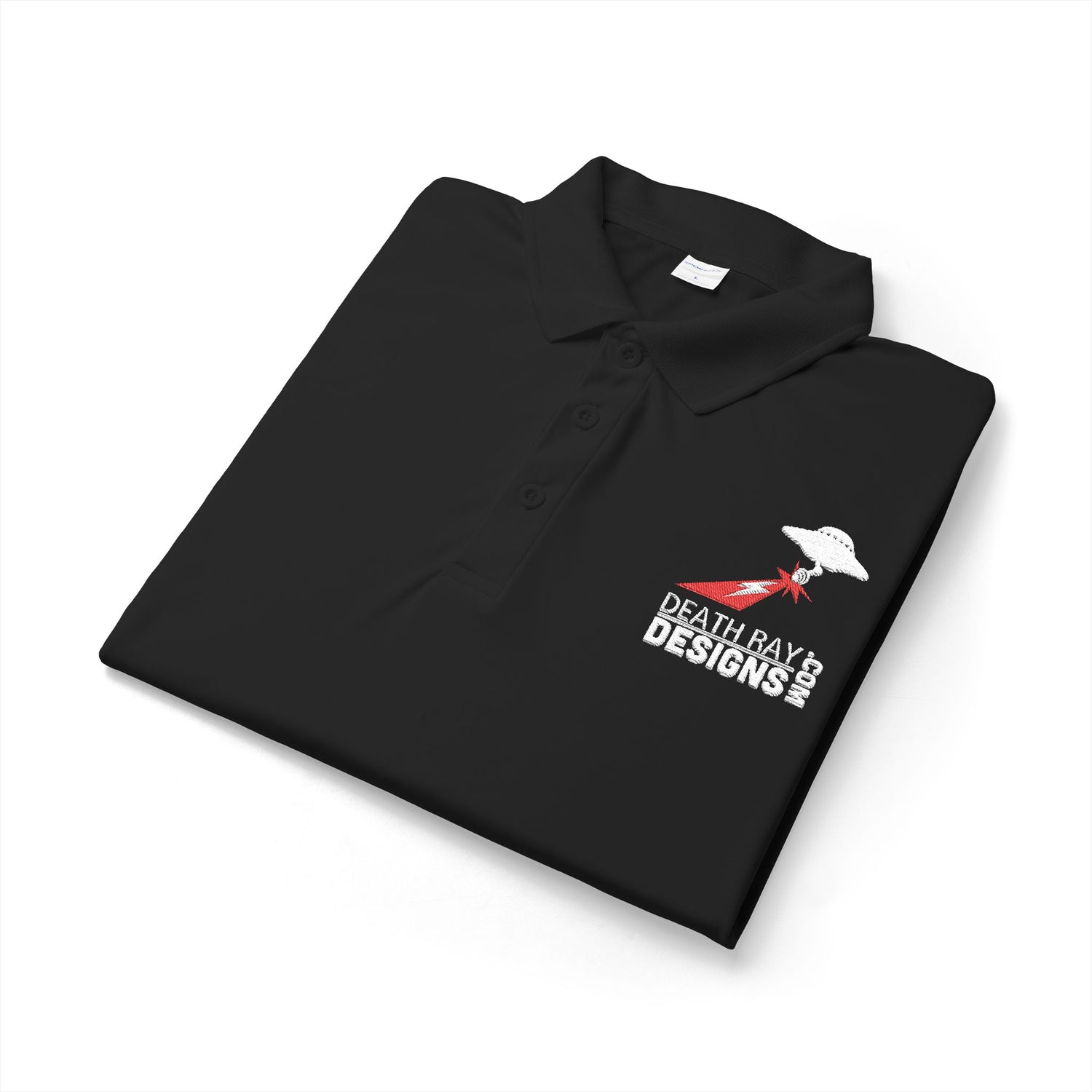 White Golf Polo with Red Airplane & 'Birdie' Logo — Men's Performance Polo